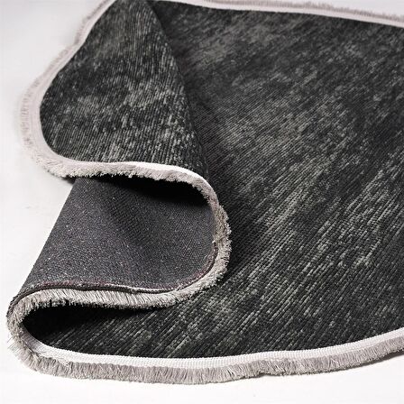 Çam Halı Crea Decolux Azade 8206 Antrasit Daire Özel Kaymaz Tabanlı Pamuk Dokuma Kilim