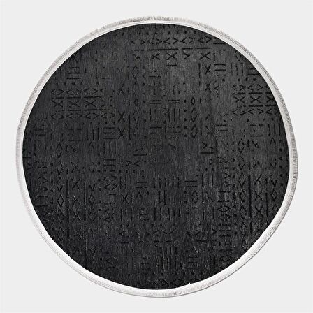 Çam Halı Crea Decolux Vena 8016 Antrasit Daire Özel Kaymaz Tabanlı Pamuk Dokuma Kilim