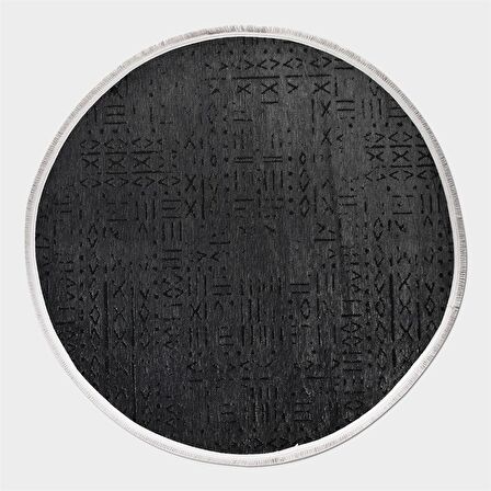 Çam Halı Crea Decolux Vena 8016 Antrasit Daire Özel Kaymaz Tabanlı Pamuk Dokuma Kilim