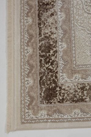 Çam Halı Miras 6806 Kahve Enti Halı Klasik Eskitme Desenli Makine Halısı