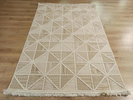 Çam Halı  Enti Halı Step 2201 Krem İskandinav Desenli Makine Halısı