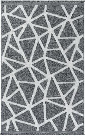 Çam Halı  Enti Halı Togo 7504 Antrasit Geometrik Desenli Makine Halısı
