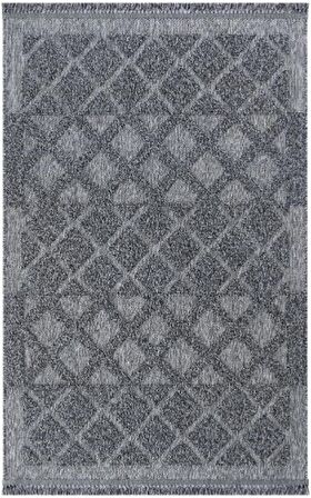 Çam Halı  Enti Halı Togo 7512 Antrasit Geometrik Desenli Makine Halısı