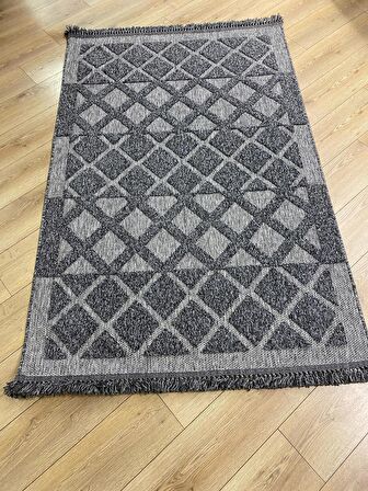 Çam Halı  Enti Halı Togo 7512 Antrasit Geometrik Desenli Makine Halısı
