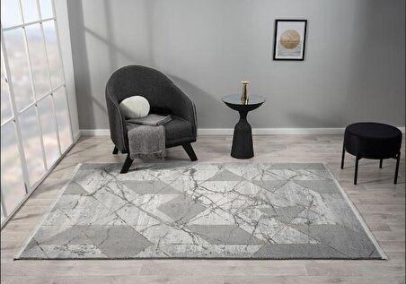 Çam Halı Maya MV006G Gri Eskitme Desen Salon Halısı