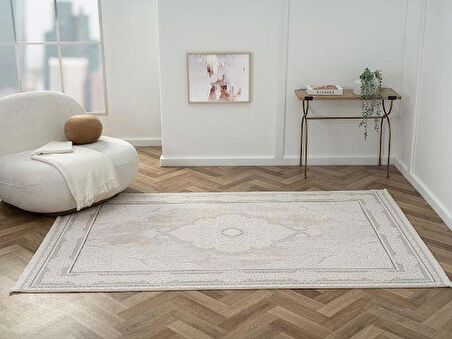 Çam Halı Otto OT002G Bej Gri Klasik Desen Salon Halısı