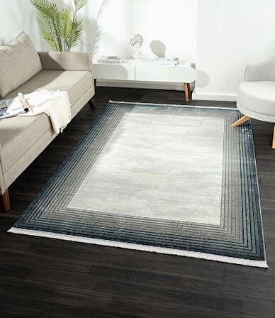 Çam Halı Karen KN005T Gri Lacivert Eskitme Desen Salon Halısı