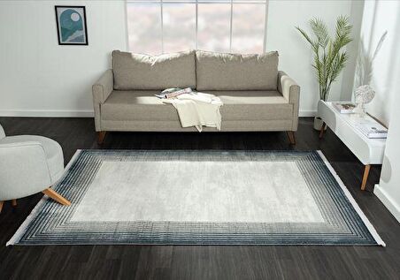 Çam Halı Karen KN005T Gri Lacivert Eskitme Desen Salon Halısı