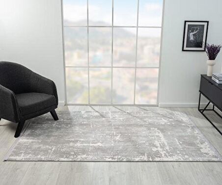 Çam Halı West WD006A Gri Eskitme Desen Salon Halısı