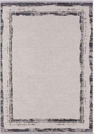 Çam Halı Mona VS004G Krem Antrasit Modern Desen Salon Halısı