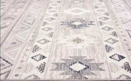Çam Halı London LY001G Gri Lacivert Otantik Desen Salon Halısı