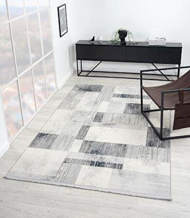 Çam Halı London LY005G Gri Antrasit Modern Desen Salon Halısı
