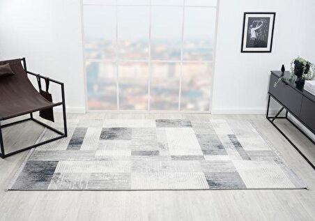 Çam Halı London LY005G Gri Antrasit Modern Desen Salon Halısı