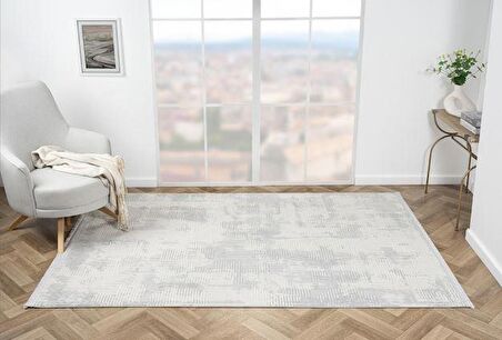 Çam Halı London LY002G Gri Krem Modern Desen Salon Halısı