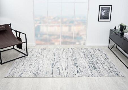 Çam Halı London LY004G Gri Lacivert Modern Desen Salon Halısı