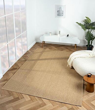 Çam Halı Sisal TB002A Bej Modern Desen Jüt Makine Halısı