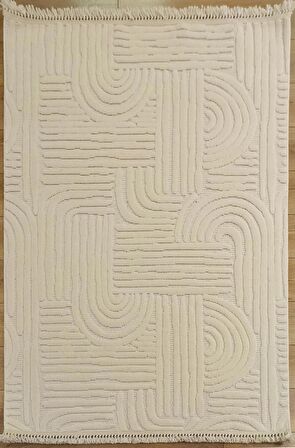 Çam Halı Talya TY07 Beyaz Koridor Halısı Kesme Yolluk Mutfak Halısı Modern Salon Halısı