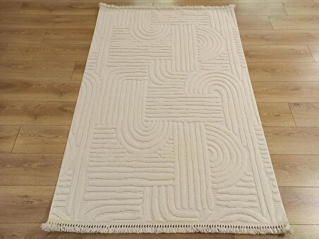 Çam Halı Talya TY07 Beyaz Koridor Halısı Kesme Yolluk Mutfak Halısı Modern Salon Halısı