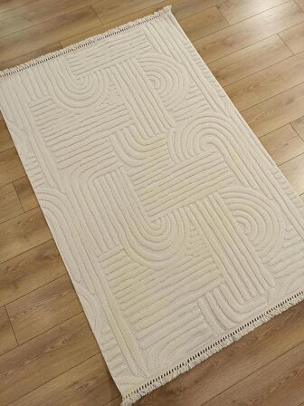 Çam Halı Talya TY07 Beyaz Koridor Halısı Kesme Yolluk Mutfak Halısı Modern Salon Halısı