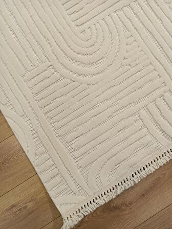 Çam Halı Talya TY07 Beyaz Koridor Halısı Kesme Yolluk Mutfak Halısı Modern Salon Halısı