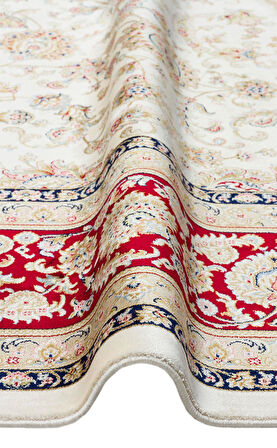 Eko Halı ISFAHAN ISF 03 CREAM RED Klasik Desenli Yüksek Kalite Sık Dokuma Makine Halısı