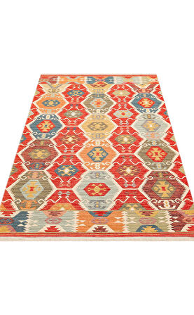 EKO Halı NOMAD NMD 06 RED Çift Taraflı Yıkanabilir Otantik Kilim