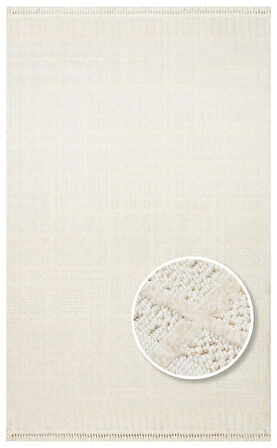 EKO Halı JOY 03 White Hav Toz Vermeyen Etnik Desenli Halı