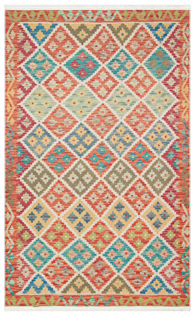 EKO Halı ELİSTA ELS 104 CREAM MULTY Özel Kaymaz Tabanlı Yıkanabilir Pamuk Tabanlı Baskı Halı