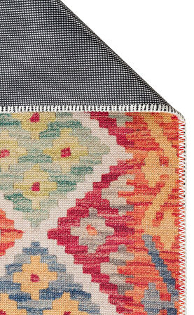 EKO Halı ELİSTA ELS 104 CREAM MULTY Özel Kaymaz Tabanlı Yıkanabilir Pamuk Tabanlı Baskı Halı