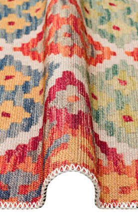 EKO Halı ELİSTA ELS 104 CREAM MULTY Özel Kaymaz Tabanlı Yıkanabilir Pamuk Tabanlı Baskı Halı