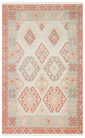 EKO Halı ELİSTA ELS 101 CREAM MULTY Özel Kaymaz Tabanlı Yıkanabilir Pamuk Tabanlı Baskı Halı