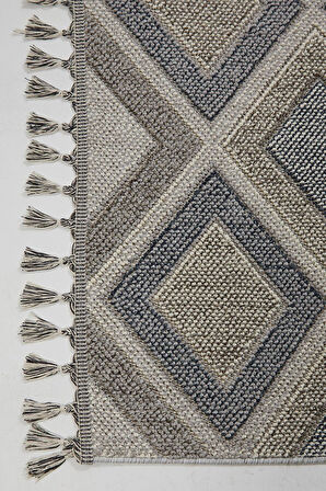 Çam Halı Side 1402 Gri  İskandinav Desenli Koridor Halısı Kesme Yolluk Mutfak Halısı Modern Salon Halısı