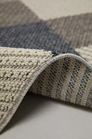 Çam Halı Side 1403 Gri Mavi İskandinav Desenli Koridor Halısı Kesme Yolluk Mutfak Halısı Modern Salon Halısı