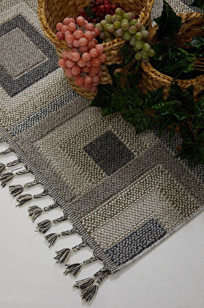 Çam Halı Side 1404 Gri  İskandinav Desenli Koridor Halısı Kesme Yolluk Mutfak Halısı Modern Salon Halısı