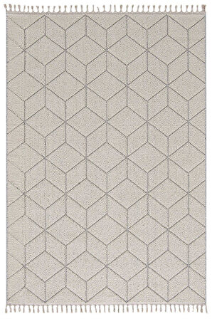 Çam Halı Side 1407 Beyaz İskandinav Desenli Koridor Halısı Kesme Yolluk Mutfak Halısı Modern Salon Halısı