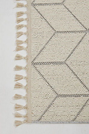 Çam Halı Side 1407 Beyaz İskandinav Desenli Koridor Halısı Kesme Yolluk Mutfak Halısı Modern Salon Halısı