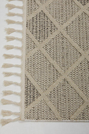 Çam Halı Side 1411 Krem  İskandinav Desenli Koridor Halısı Kesme Yolluk Mutfak Halısı Modern Salon Halısı