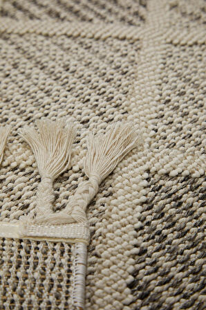 Çam Halı Side 1411 Krem  İskandinav Desenli Koridor Halısı Kesme Yolluk Mutfak Halısı Modern Salon Halısı