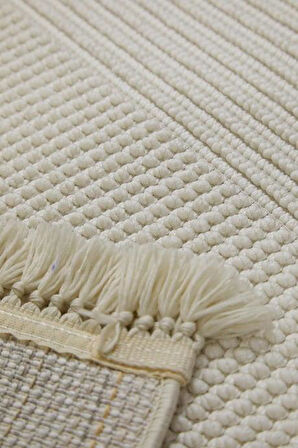 Çam Halı Vegas 1454 Krem Koridor Halısı Kesme Yolluk Mutfak Halısı Modern Salon Halısı