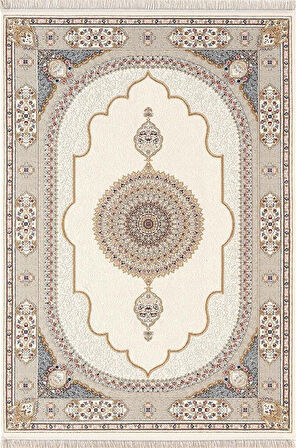 ÇAM Halı FLORA FR004A Beyaz Mavi Koridor Halısı Mutfak Halısı Salon Halısı