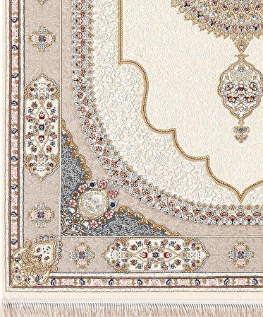 ÇAM Halı FLORA FR004A Beyaz Mavi Koridor Halısı Mutfak Halısı Salon Halısı