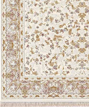 ÇAM Halı FLORA FR006A Beyaz Gold Koridor Halısı Mutfak Halısı Salon Halısı