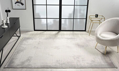 ÇAM Halı ARVEL AR002A Beyaz Gri Koridor Halısı Mutfak Halısı Salon Halısı