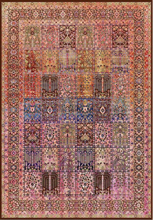 Çam Halı Siesta Vintage 32-156 Etnik Eskitme Desenli Dokuma Tabanlı Yıkanabilir Şönil Salon ve Oda Halısı