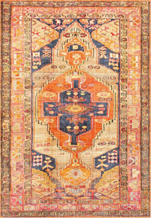 Çam Halı Siesta Vintage 32-352 Etnik Eskitme Desenli Dokuma Tabanlı Yıkanabilir Şönil Salon ve Oda Halısı