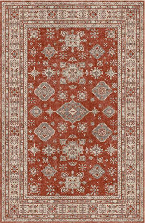 Çam Halı Siesta Vintage 32-542 Etnik Eskitme Desenli Dokuma Tabanlı Yıkanabilir Şönil Salon ve Oda Halısı