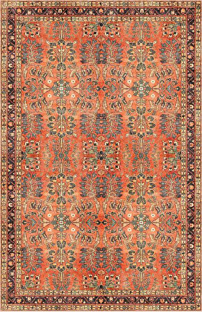 Çam Halı Siesta Vintage 32-548 Etnik Eskitme Desenli Dokuma Tabanlı Yıkanabilir Şönil Salon ve Oda Halısı