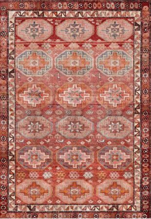 Çam Halı Siesta Etnik 32-359 Etnik Eskitme Desenli Dokuma Tabanlı Yıkanabilir Şönil Salon ve Oda Halısı