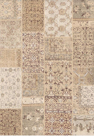 Çam Halı Siesta Patchwork 32-458 Etnik Eskitme Desenli Dokuma Tabanlı Yıkanabilir Şönil Salon ve Oda Halısı