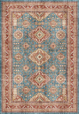 Çam Halı Dream 32-036 Etnik Eskitme Desenli Dokuma Tabanlı Yıkanabilir Şönil Salon ve Oda Halısı